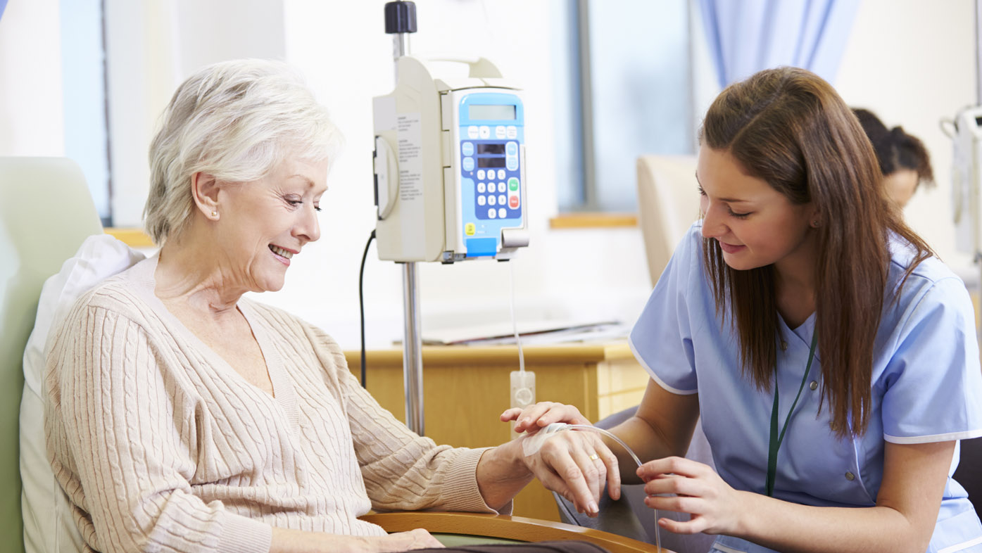 Patient getting blood transfusion