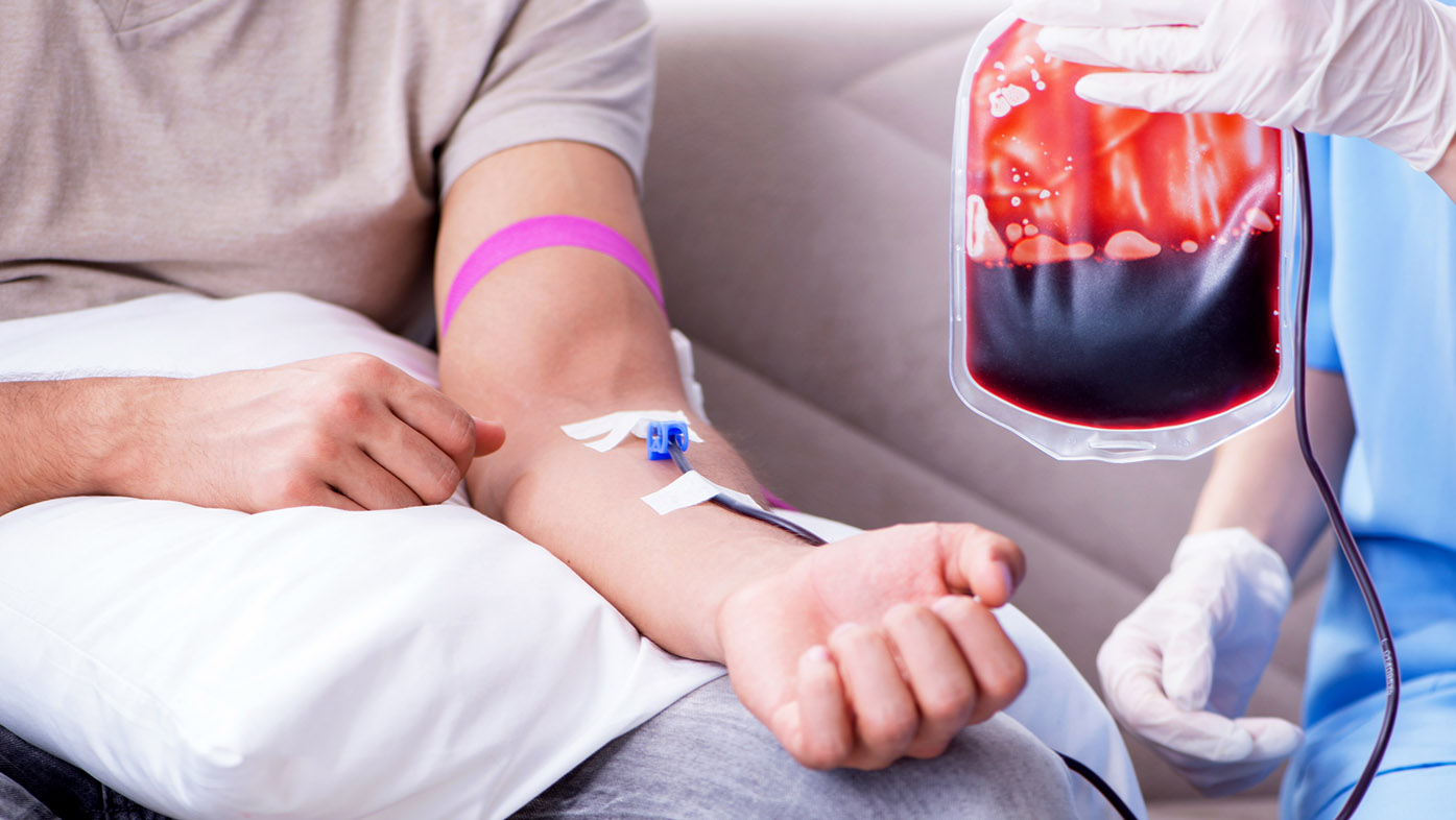 Patient getting blood transfusion