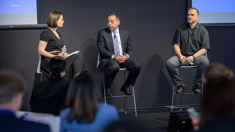 Bristol Myers Squibb’s Head of U.S. Medical, Awny Farajallah, and Regeneron’s Chief Scientific Officer, George Yancopoulos at Panel Discussion with CNBC television reporter Meg Tirrell
