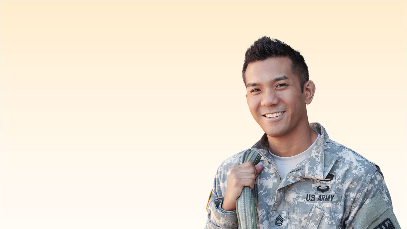 Portrait of smiling male US ARMY soldier in uniform