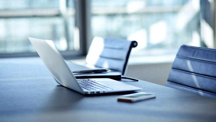 Open laptop on a desk