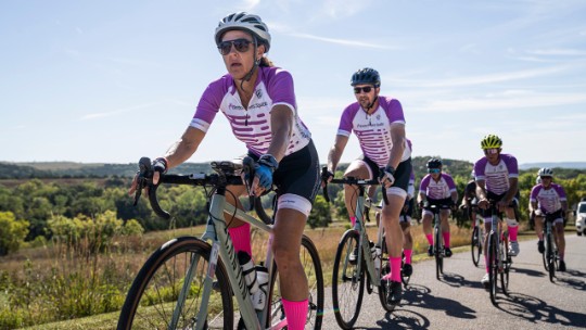 United States riders cycled through Manhattan, Kansas, enroute to Topeka.