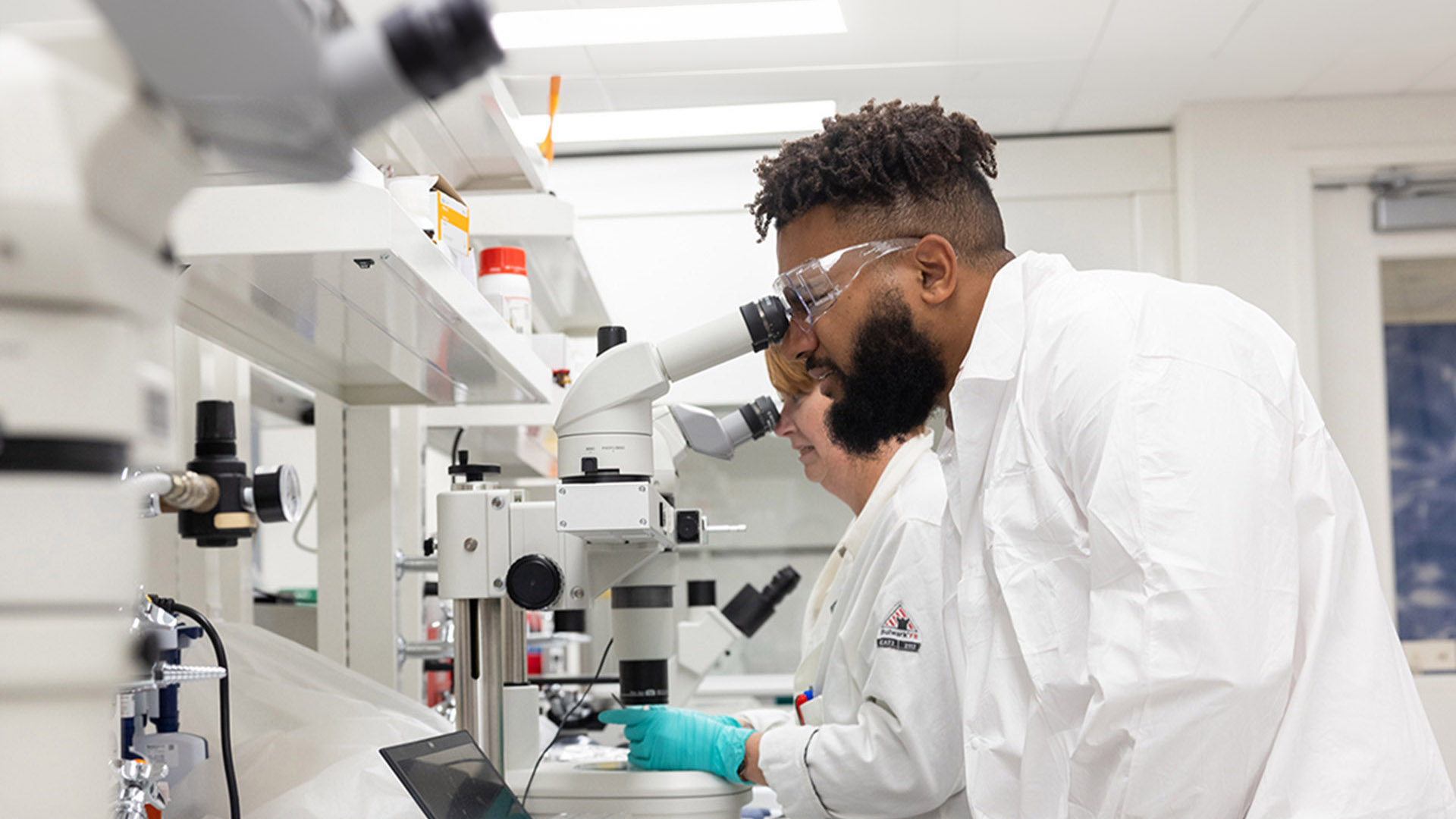 Scientists working in manufacturing