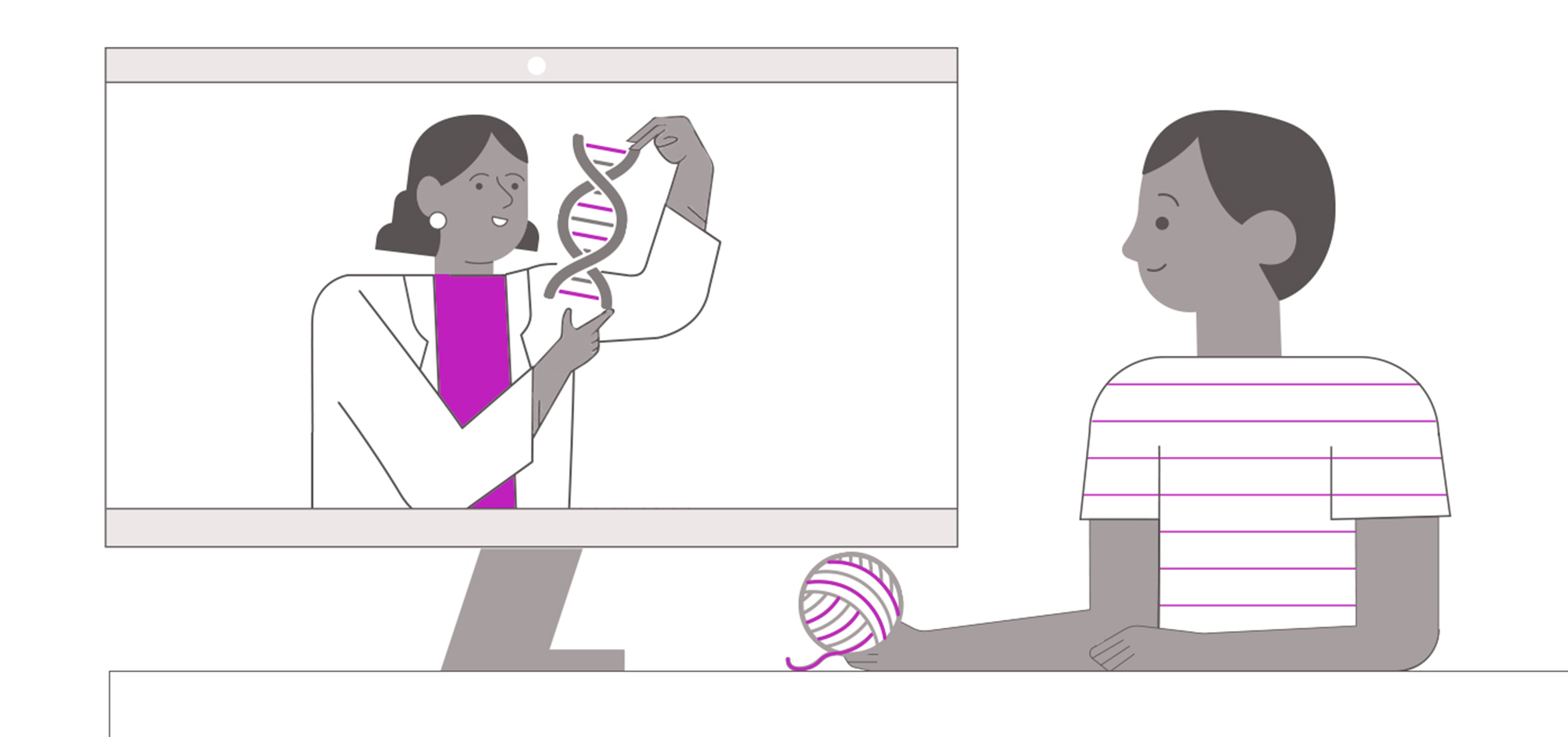 Student interacting with a video about DNA