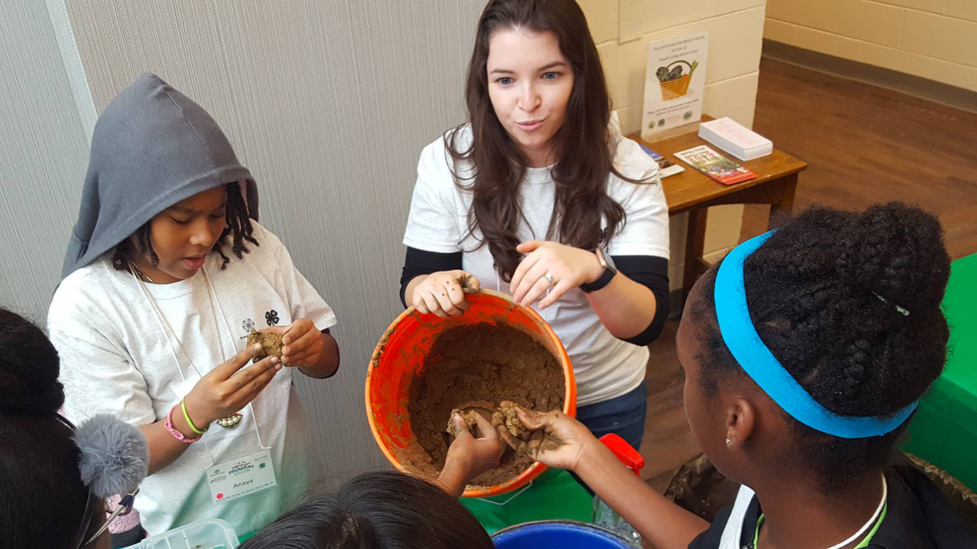 A hands-on STEM activity led by Bristol Myers Squibb volunteers